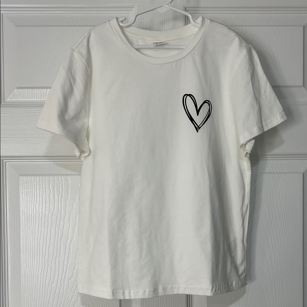 White Heart Print Kids T-Shirt